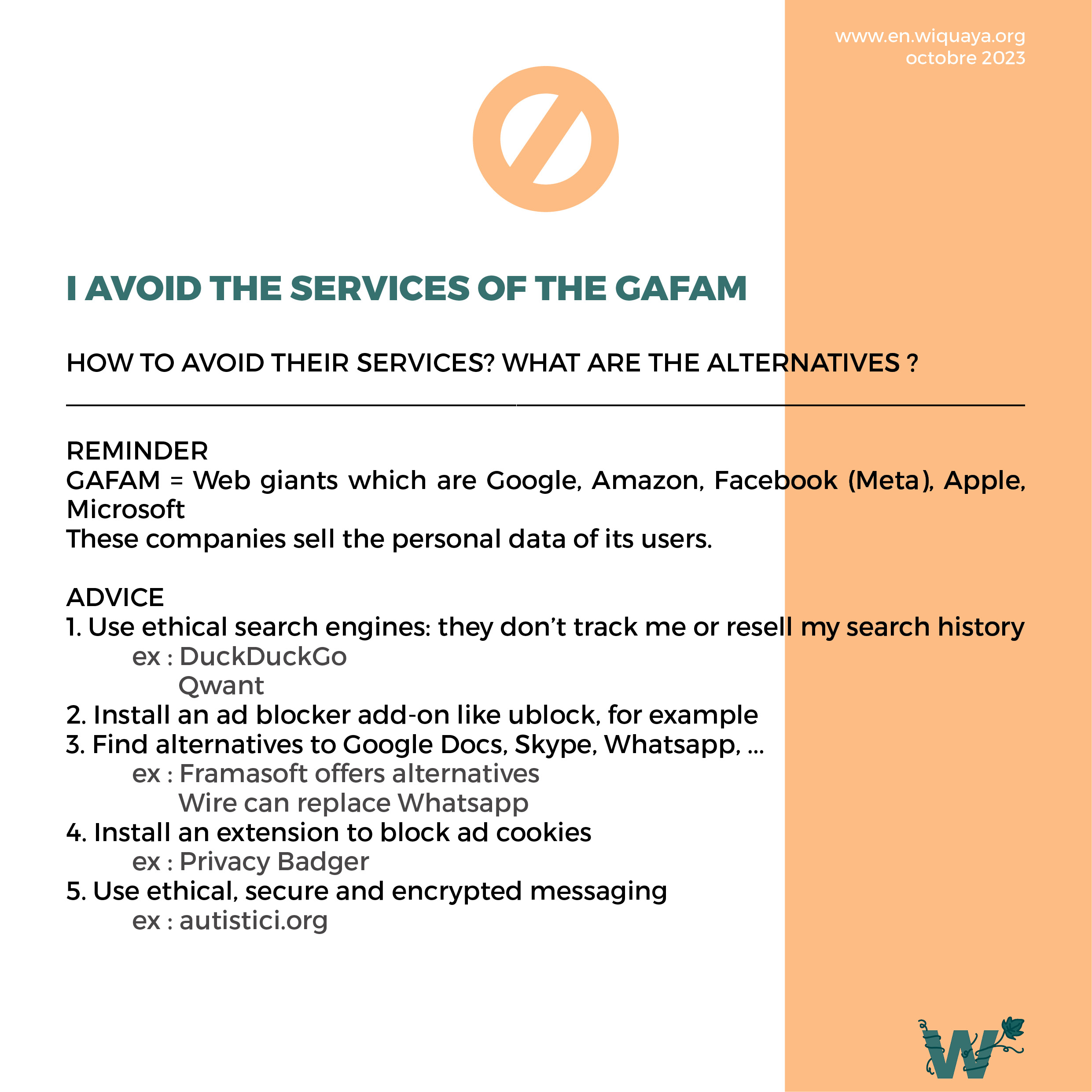 Help sheet I avoid GAFAM services