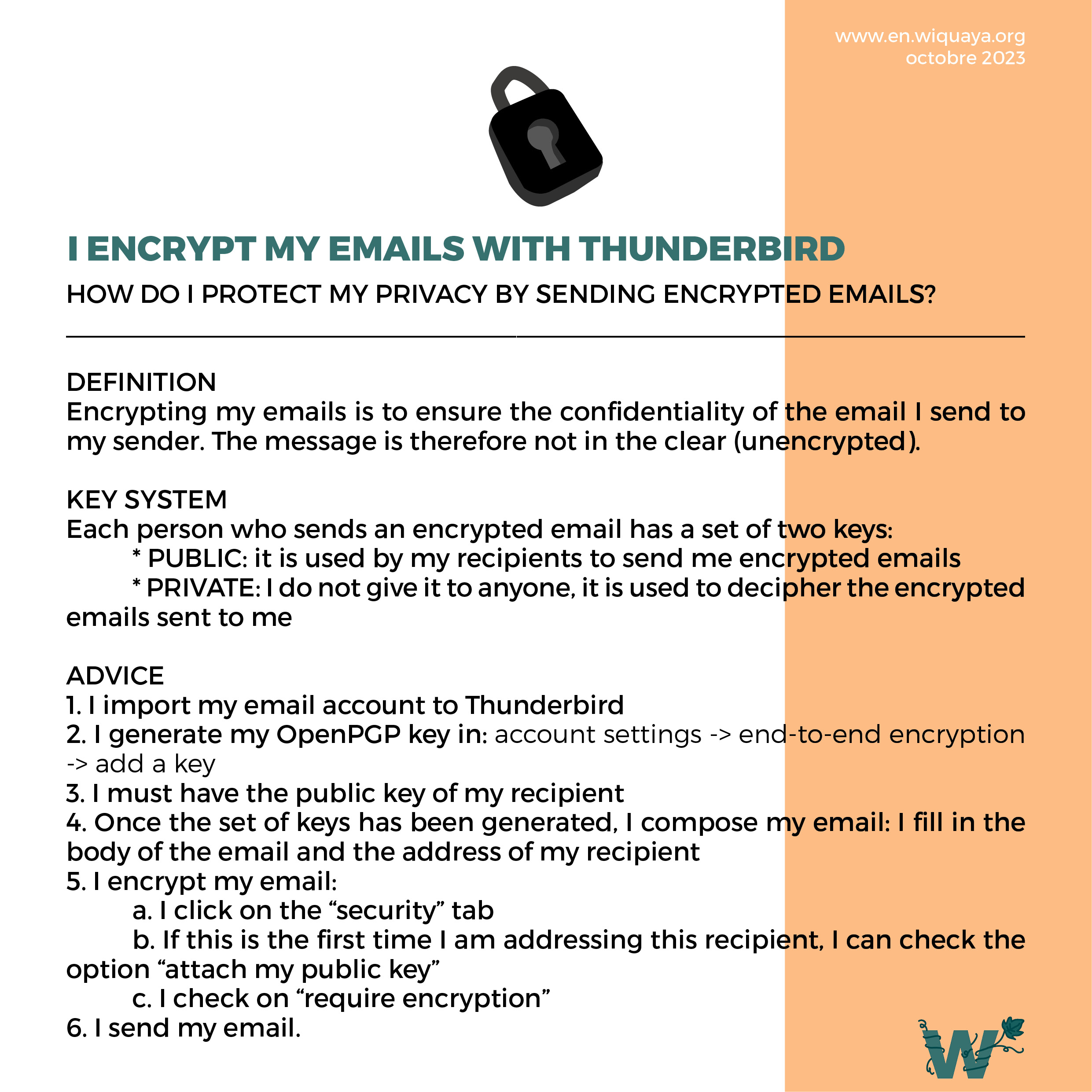 Help sheet i encrypt my mails with thunderbird