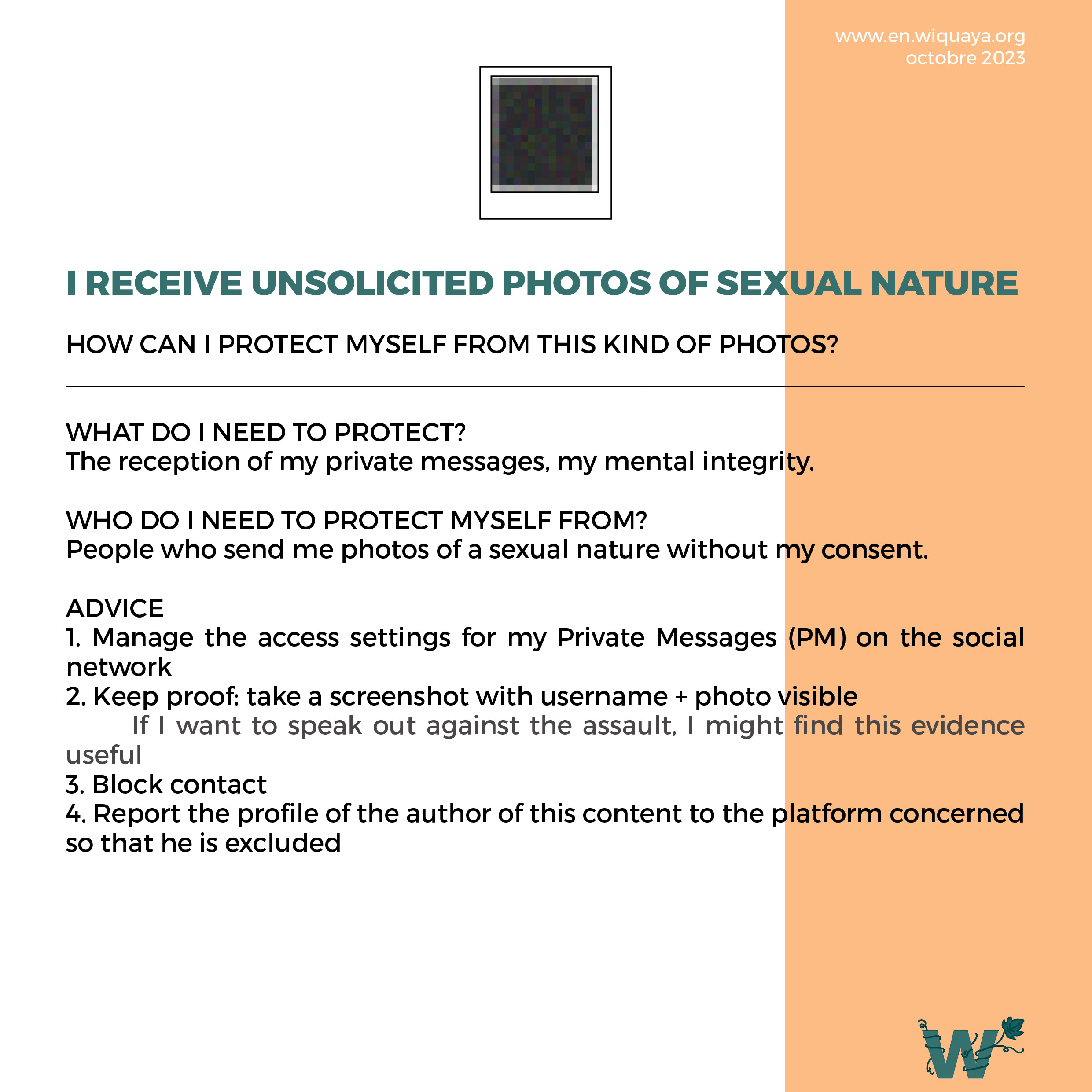 Help sheet I receive unsolicited photos of sexual nature