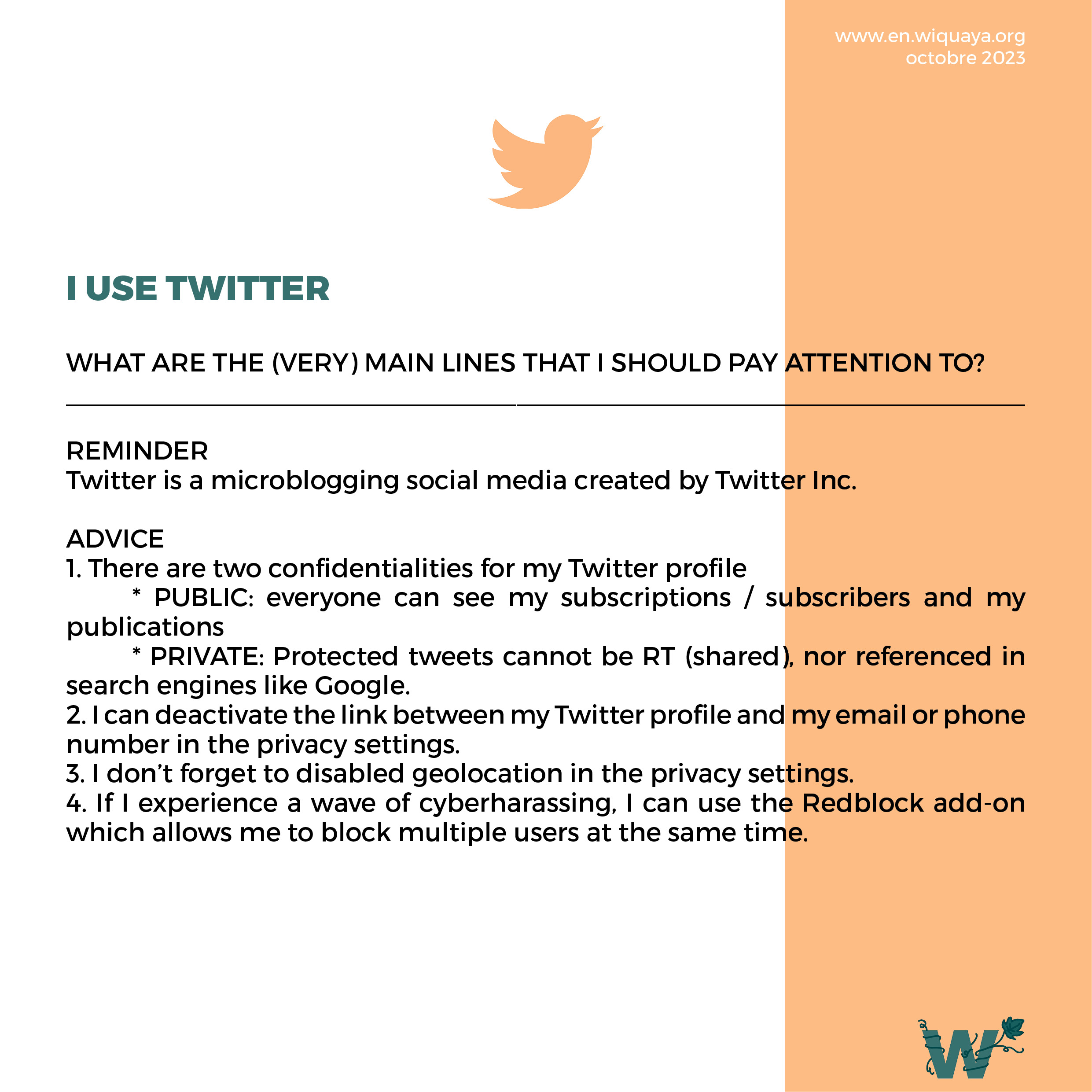 Help sheet I use twitter